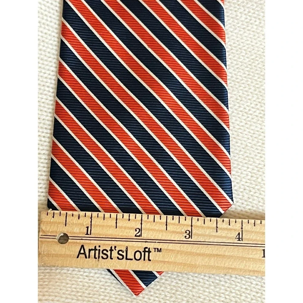 Brooks Brothers Basics Silk Necktie Red Blue White Stripe Formal Shiny‎ Premium